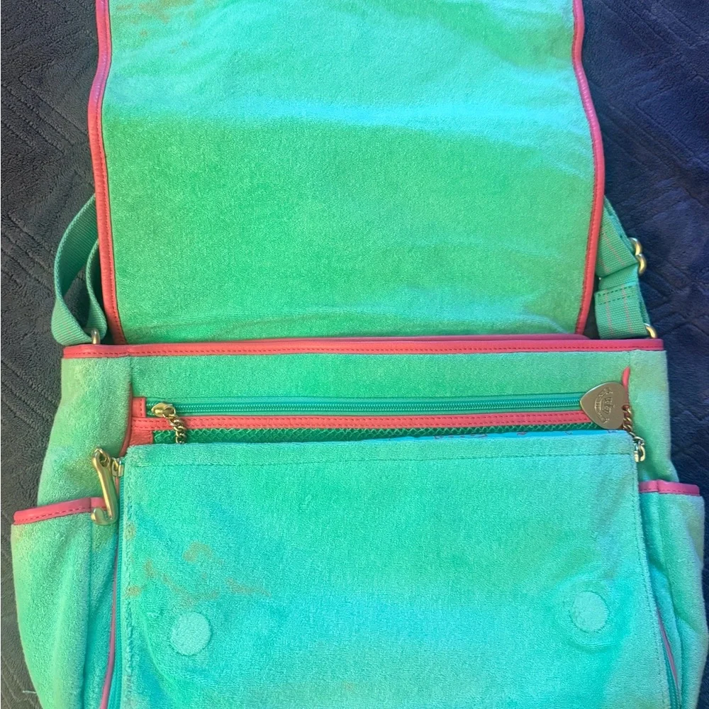 Juicy Couture Green / Pink Purse / Diaper Bag - Picture 3 of 5